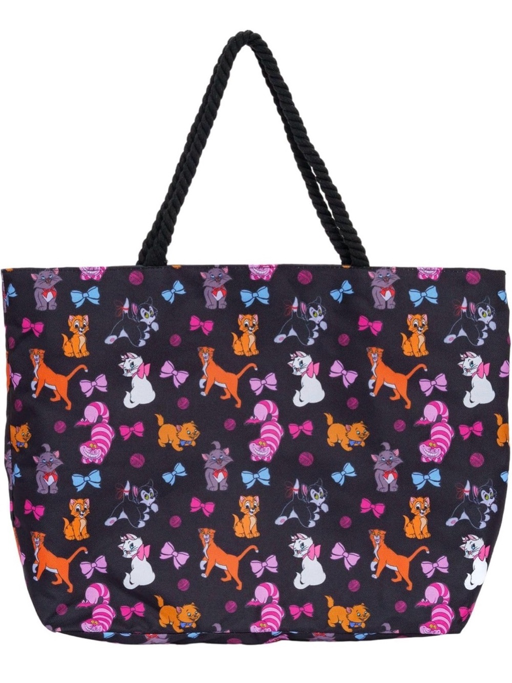 Black Cat & Bow Pattern Tote Bag - Women's Shoulder Bag